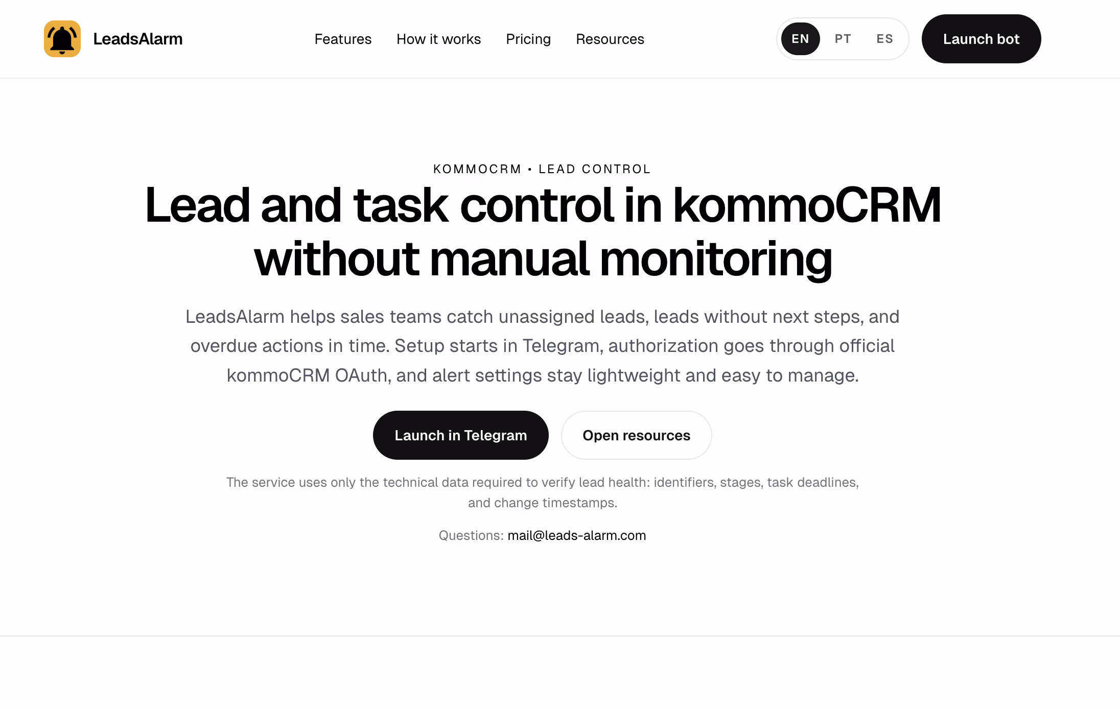 LeadsAlarm — Sales Monitoring Automation preview
